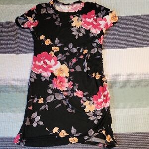 Maurices Black Dress with Pink and Yellow Floral Design